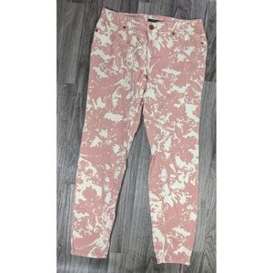 (3/$35) Daisy Fuentes Womens Size 2 Floral Pink Off White Skinny Denim Jeans